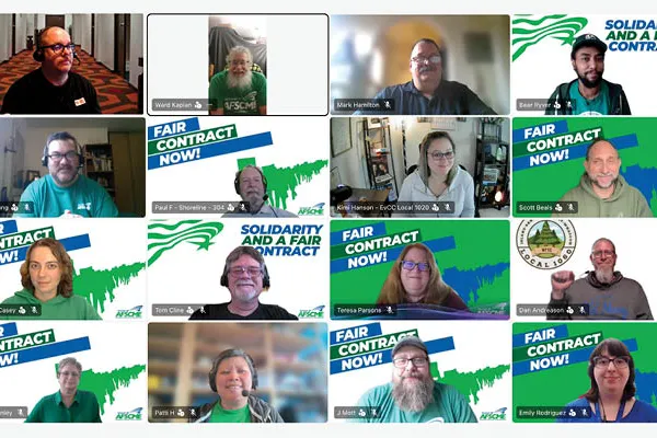 screenshot from virtual meeting of CCC bargaining team