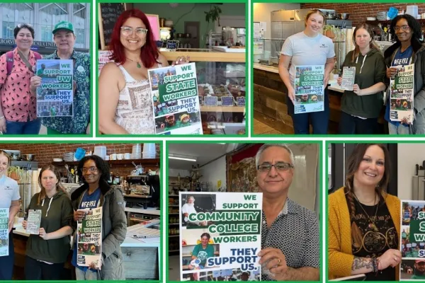 WFSE members posing with business owners