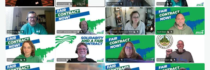 screenshot from virtual meeting of CCC bargaining team
