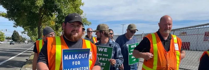 WSDOT workers during the walkout for washington