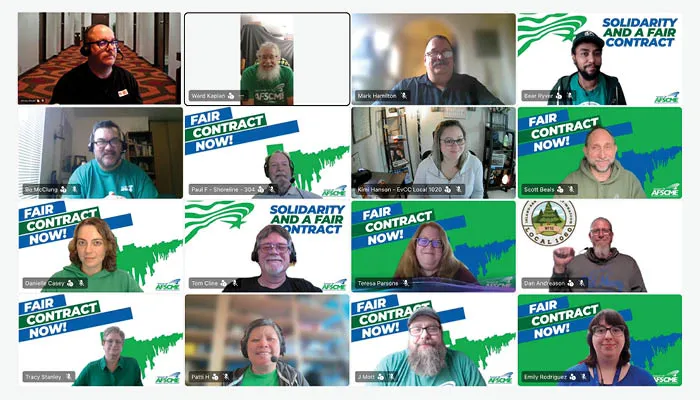 screenshot from virtual meeting of CCC bargaining team