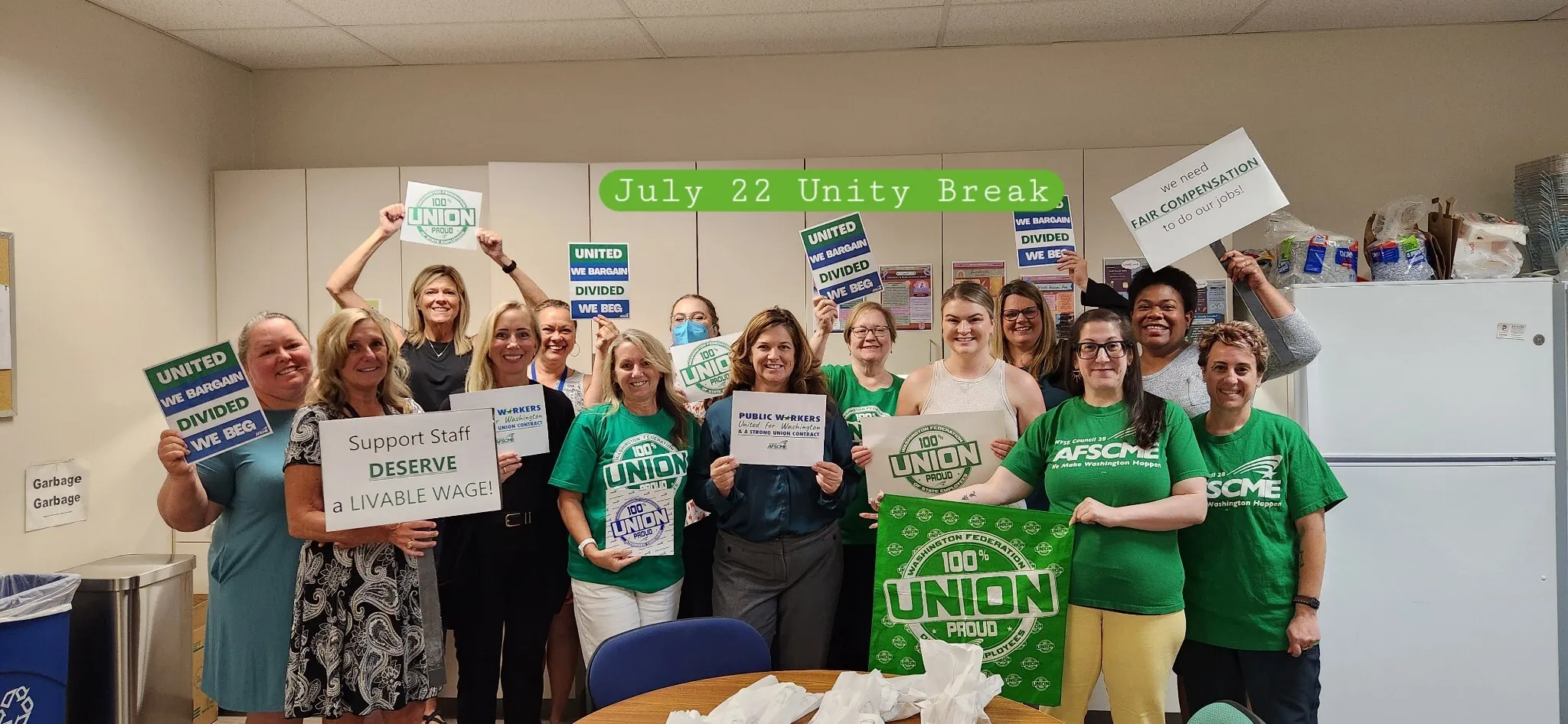 support staff unity break AGOs office