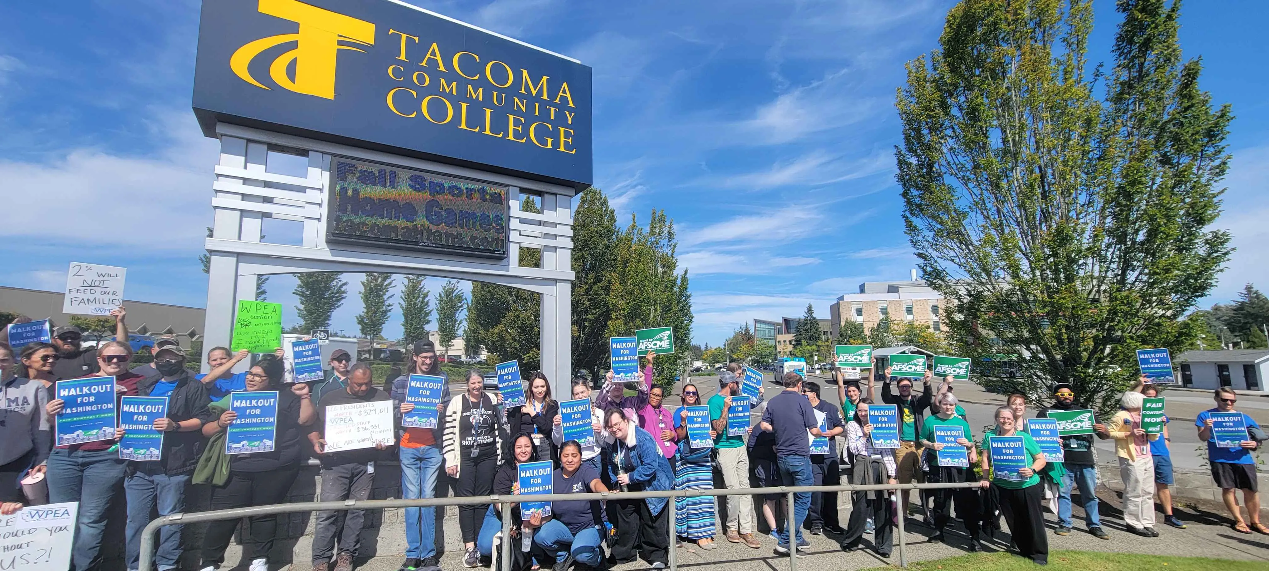 members at tacoma community college during our walkouts in 2024