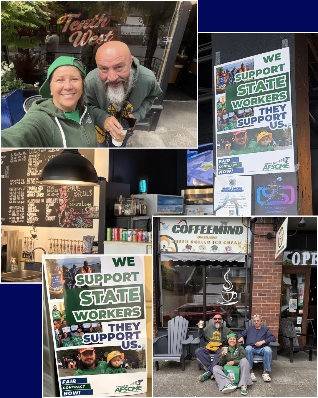 collage of wfse members with supportive businesses