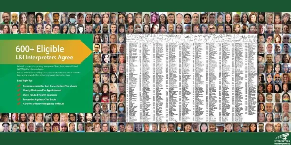 Large graphic with headshots and signatures of LNI Interpreters