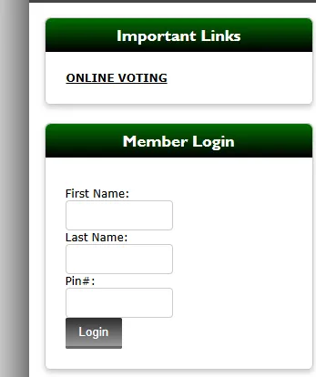 picture of login form at voting webpage