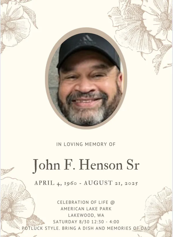 A flyer for John Henson's memorial