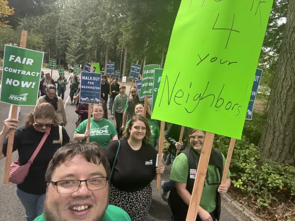 members at Green River Community College during our walkouts in 2024