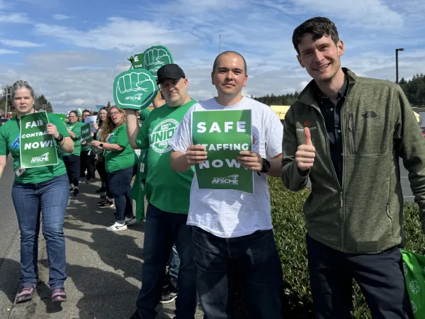 WFSE members in Bremerton rallying with their state rep
