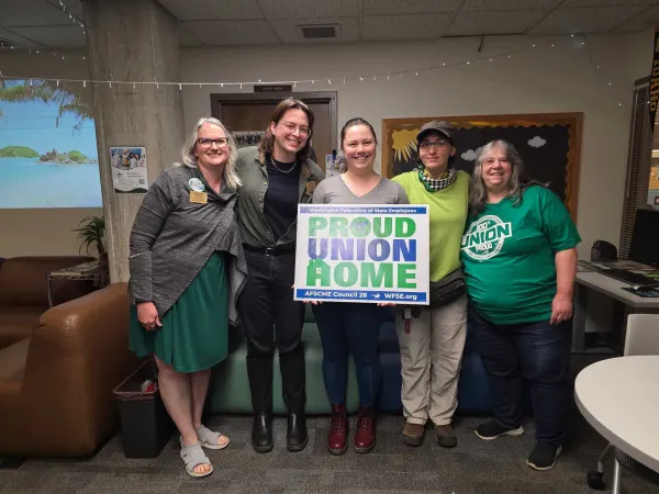Shoreline Community College members stand with their bargaining team!