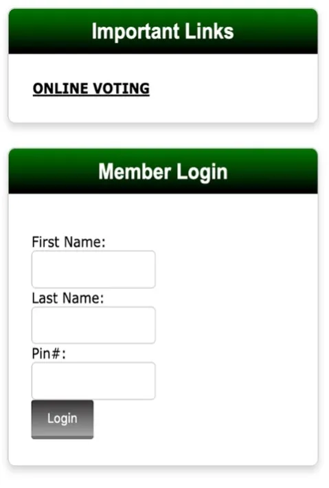 Image of the member login on the voting page