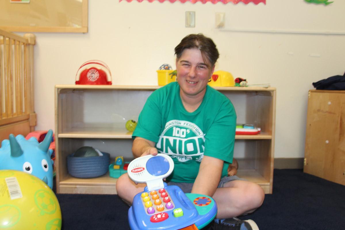 WFSE Local 1221 member Tonya, who works in the Early Learning Center at Spokane Community College