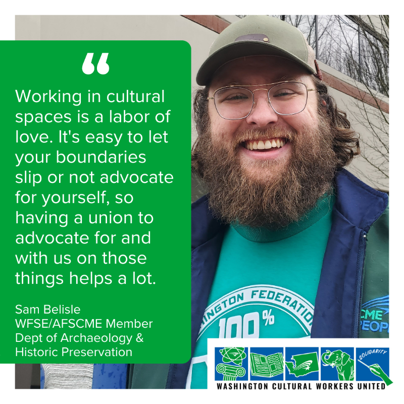 Cultural Workers United Washington / AFSCME member Sam Belisle